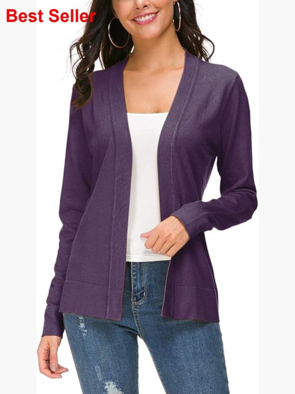 Long Sleeve Open Front Knit Cardigan Sweater